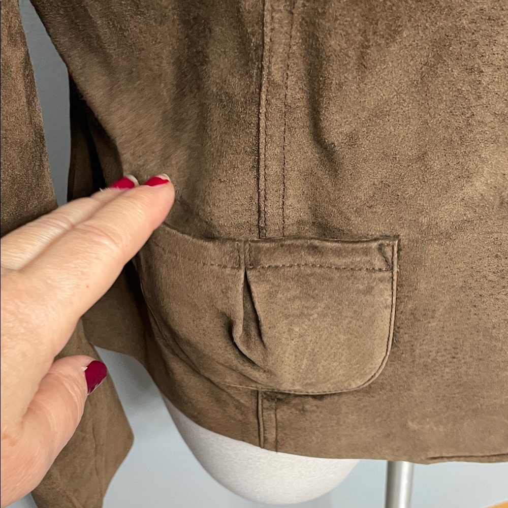 Atl Studio 4 Button Collared Suede Jacket Size 10 - image 6